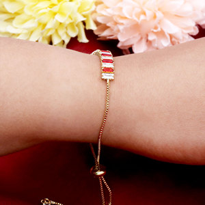 Pulsera de tenis de plata de ley 925 chapada en oro con circonitas rojas y blancas para mujer, cadena ajustable con cristales baguette - Product Image 5