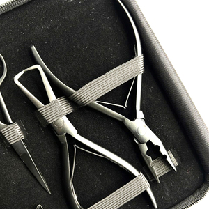 Pince à micro-anneaux la plus vendue, noire mate en acier inoxydable, kit d'outils pour extensions capillaires avec logo personnalisé, poids 300g - Product Image 6