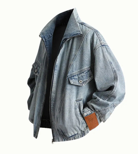 Wholesale Clothing Manufacturer Men's Jackets Custom Basic Solid Color <b>Jeans</b> Men's Jackets Latest Streetwear Styling Apparel - Product Image 3