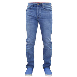 Men's Regular Fit Straight-leg Stonewashed <b>Denim</b> Jeans Mid Waist Cotton Casual Blue Vintage Winter Wear - Product Image 1