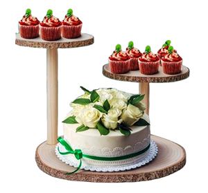 Couleur marron Top vente support de gâteau rond en bois moderne à 3 niveaux détachable professionnel et romantique fait à la main - Product Image 1