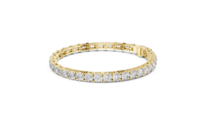 Pulsera de Eternidad con Eslabones y Circonitas Cúbicas de Corte Esmeralda de Cuatro Puntas - Product Image 1