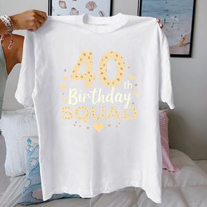 40th Birthday Squad Leopard Print Camiseta cómoda de algodón puro para mujer - Product Image 2