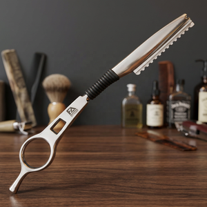 Navaja de Afeitar para Adelgazar el Cabello de Acero Inoxidable Najmmy, de Una Sola Cuchilla con Empuñadura de Goma para Uso en Barberías, con Logotipo Personalizado - Product Image 3