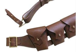 Brown Cow Hide Leather Vintage Solid <b>Belt</b> Set 5 Pockets Pin <b>Buckle</b> Rectangular Steel Durable Casual One Piece Molding <b>Belts</b> - Product Image 4