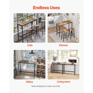 Mesa Alta de Bar con Estructura Metálica Resistente, Mesa de Cocina Larga y Estrecha, Mostrador de Cócteles, Fácil de Montar, Mesa de Bar con Altura de Barra - Product Image 3