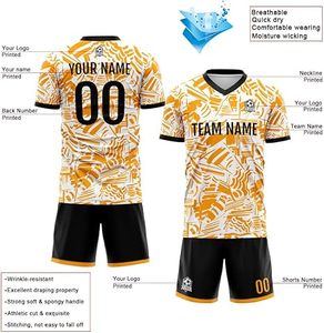 Maillot de football personnalisé sublimé pour homme, col en V, manches courtes, 100 % polyester respirant, imprimé géométrique, uniforme d'équipe - Product Image 4