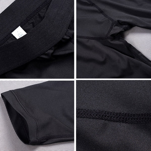 Pantalons de compression sans couture à taille haute pour homme, longueur intégrale, couleur noire unie, en spandex et nylon, leggings de yoga - Product Image 4