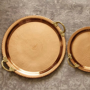 Plateau en cuivre artisanal essentiel, plateau en cuivre indien essentiel, plateau en cuivre d'exportation essentiel - Product Image 1