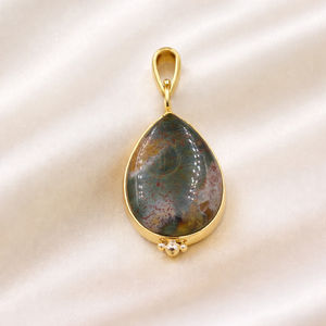 Pendentif en pierre de sang naturelle, argent sterling 925, plaqué or rose et or jaune, pendentif fait main, bijoux en pierre de sang, cadeau de Noël - Product Image 6