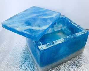 TIMELESS CRAFT Ocean Blue Resin Jewelry <b>Box</b> Handmade Coastal <b>Keepsake</b> Case Eco-Friendly Hand-painted Home Decor - Product Image 2