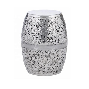 Mesa auxiliar redonda de aluminio martillado, mesita de noche, soporte para plantas en el hogar, mesa y taburete de dormitorio, muebles de Metal decorativos para el hogar y la Oficina - Product Image 5