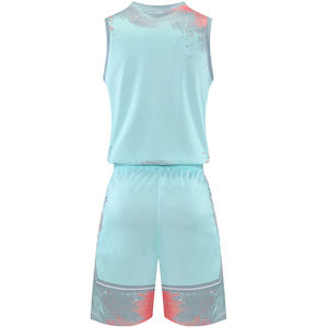 Custom Sublimated Basketball Jersey Set V-Neck Sleeveless Camouflage Print Moisture Wicking Men's <b>Athletic</b> Wear Team Uniform - Product Image 2