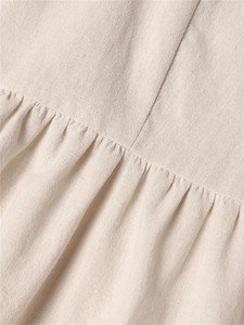 Robe midi en lin, col rond, manches courtes, coupe ample, couleur unie, respirante, décontractée, robe d'été pour femmes - Product Image 6