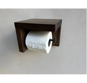 Portarrollos de Papel Higiénico de Madera Rústica, Soporte de Pared de Una Sola Capa para Baño, Estante de Almacenamiento de Madera para Papel Higiénico - Product Image 1