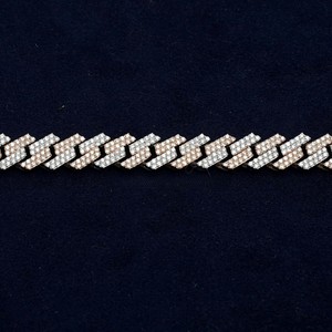 Cadena Cubana para Hombre de Plata de Ley 925 Chapada en Oro Rosa, con Moissanita y Diseño Elevado, Joyería Hiphop Sólida y Pesada - Product Image 4