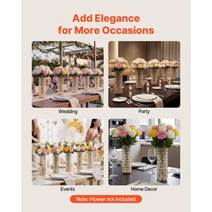 16 Vases à Fleurs de Mariage en Cristal Hauts de 10,24 pouces, Installation Facile, Centres de Table Cylindriques et Décorations pour Banquets et Mariages - Product Image 5