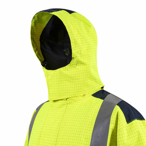 Veste de sécurité haute visibilité en polyester imperméable et respirante, vêtements de travail avec détails réfléchissants, construction durable pour le travail - Product Image 6