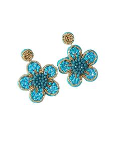 Hermosos pendientes y jhumkas bordados a mano con diseño de muñeco de nieve en azul y blanco para niñas de la India. - Product Image 6