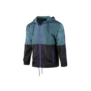 <b>Men's</b> Hooded Color Blocking Windproof Racer <b>Jacket</b> With Zipper Closure Spring Sporty Style Polyester Outerwear - Product Image 1