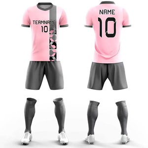 ชุดเสื้อฟุตบอลสีชมพูสำหรับผู้ชาย พร้อมหมายเลข 10 และพิมพ์ชื่อที่ด้านหลัง ผ้าโพลีเอสเตอร์ระบายอากาศได้ดี แขนสั้น สำหรับผู้ใหญ่ ทุกฤดูกาล - Product Image 1