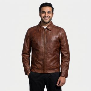 Season Classic Design Genuine Leather Long <b>Coat</b> Jacket for Men High Quality Casual Wear with <b>Heated</b> Zipper jacket for men - Product Image 5