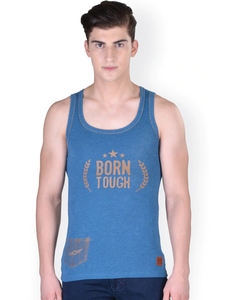 Débardeur en coton pour homme avec imprimé denim, col rond, sans manches, vêtement décontracté - Product Image 3