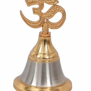 Cloche Om Ghanti en laiton de qualité supérieure pour Puja et temple, cloche Om Ghanti en laiton classique indienne, exportateur d'Inde au meilleur prix - Product Image 3