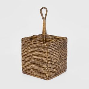 Decorative Woven Rattan Cutlery Holder <b>Basket</b> for Elegant Dining <b>Table</b> Kitchen Counter and Hotel Restaurant Service - Product Image 5