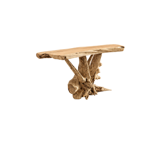 Mesa Consola ARTERRA de Lujo Ecológica Hecha a Mano de Madera Maciza Rústica de Raíz de Teca con Borde Natural, Moderna, Orgánica, Duradera y Fácil de Instalar para Sala de Estar - Product Image 4