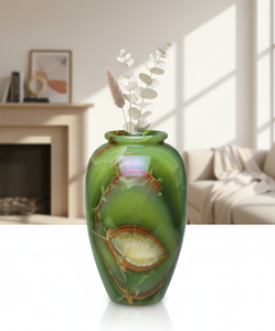 Vase à fleurs en onyx vert, 12 pouces de haut, fait main, décoration en cristal naturel, art minéral poli, accent décoratif pour la maison, cadeau - Product Image 3