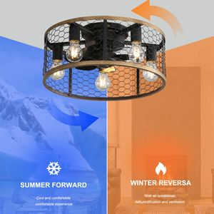 Ventilatore da soffitto a LED da 20 pollici per interni con luce, telecomando e lampadina a LED, design a gabbia - Product Image 3