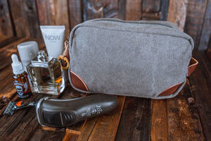 Heavy Duty Waxed Canvas Leather Toiletry Bag Custom Logo Travel Shaving Dopp Kit Cosmetic Wash Organizer <b>Case</b> LCTB-0095 - Product Image 4