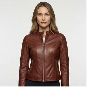 แจ็กเก็ตหนังแท้สำหรับผู้หญิงแจ็กเก็ตหนังแท้สำหรับ202ดีไซน์ทันสมัย - Product Image 1