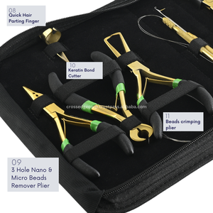 Nouveau kit d'outils d'extension de cheveux en gros comprend du ruban dans la trame pince de pressage fil coupe ciseaux tirant crochet en acier inoxydable - Product Image 4