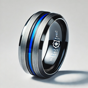 วงแหวนบางสีน้ำเงินทำจากสแตนเลสสตีล - Product Image 4