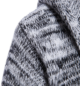 <b>Men's</b> <b>Long</b> Hooded Knit <b>Cardigan</b> Solid Color Full Sleeve V-Neck With Front Pockets Winter Wear Acrylic Material - Product Image 6