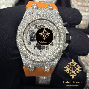 นาฬิกาข้อมือผู้ชาย Pahal Jewels รุ่นหรูหรา ทรงแปดเหลี่ยม ควอตซ์ ประดับเพชรที่ขอบตัวเรือน สายหนัง อะนาล็อก โครโนกราฟ ขนาด 43 มม. ตัวเรือนสแตนเลสสตีล - Product Image 5