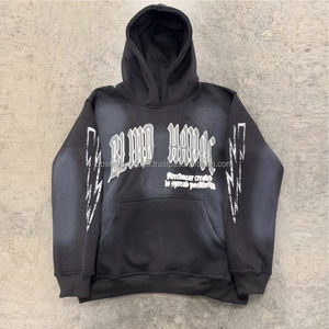 Survêtement d'Hiver Personnalisé Délavé à l'Acide Ensemble Pantalon de Survêtement à Capuche Zippée au Soleil 100% Coton Lourd Unisexe Vintage - Product Image 3