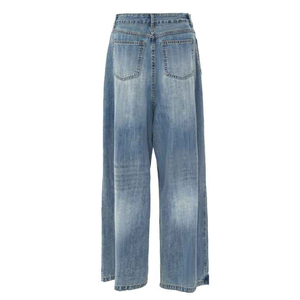 Pantalones Vaqueros de Moda para Mujer, Cintura Alta, Corte Ancho, Efecto Lavado, Duraderos, Ropa de Moda Femenina - Product Image 5
