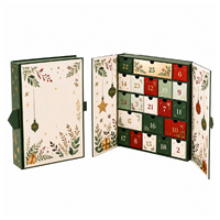 Boîte cadeau de calendrier de l'avent de Noël rigide à double porte de luxe personnalisée pour 24 jours, pour les produits de soin de la peau, les cosmétiques, les bougies, les bijoux