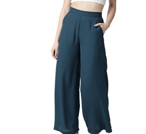 Women High Waist Wide Leg <b>Pants</b> Ankle Length Solid Color Chiffon Loose Fit Casual <b>Summer</b> Breathable With Pockets - Product Image 1