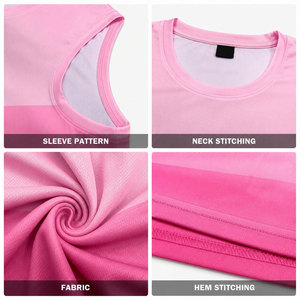 ชุดเสื้อบาสเก็ตบอลแบบซับลิเมชั่นสำหรับทุกเพศ สีชมพูไล่เฉด แขนกุด ระบายเหงื่อได้ดี ทรงสปอร์ต เหมาะสำหรับทุกฤดูกาล - Product Image 6