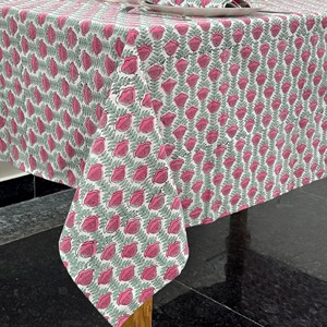 Indian Block Print Floral Design Cotton <b>Tablecloth</b> Machine Washable Wedding Party Decorative Home Table cover - Product Image 3
