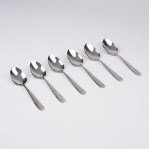 Juego de cucharas de acero inoxidable con mangos martillados, acabado pulido de alto brillo, resistentes al óxido, para ocasiones de boda. - Product Image 1