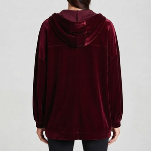 Custom Design <b>Velvet</b> Made <b>Women</b> Zipper Hoodies <b>Top</b> Quality Breathable And Comfortable <b>Velvet</b> Zip Up Hoodies <b>For</b> <b>Women</b> - Product Image 2