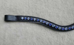 Banda para la Frente de Cuero Genuino de Primera Calidad, Forma de Ola, Cristales de 6 mm, Disponible en Muchos Colores y Tamaños Personalizados - Product Image 4