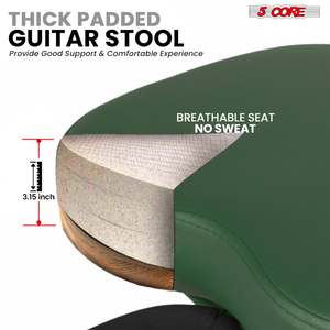 5Core Heavy Duty Music Seat Foldable 3.15\" <b>Padded</b> Guitar <b>Stool</b> with Built-In Footrest and Stand Audio Product Accessory - Product Image 2