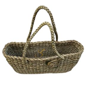Sac fourre-tout artisanal en jacinthe d'eau – Motif floral - Product Image 2