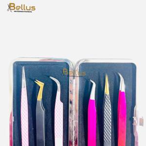 Juego de Pinzas para Pestañas Bellus International de Acero Inoxidable, 6 Piezas, con Punta Suave y Agarre de Diamante, Herramienta Profesional de Salón para Pestañas y Cejas - Product Image 5